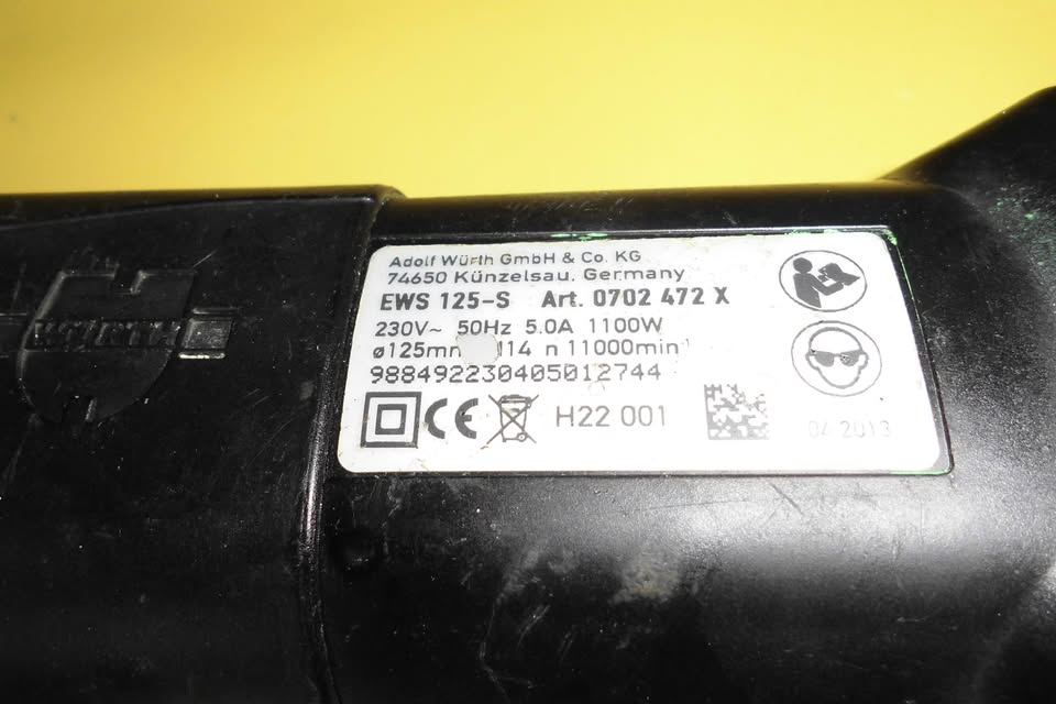 Meuleuse d'angle WÜRTH EWS 125 S – Ø 125 mm – 1 100 W