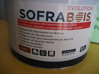 LIQUIDATION. SOFRAMAP SOFRABOIS 10l. Peinture d'impression et de finition pour le bois.