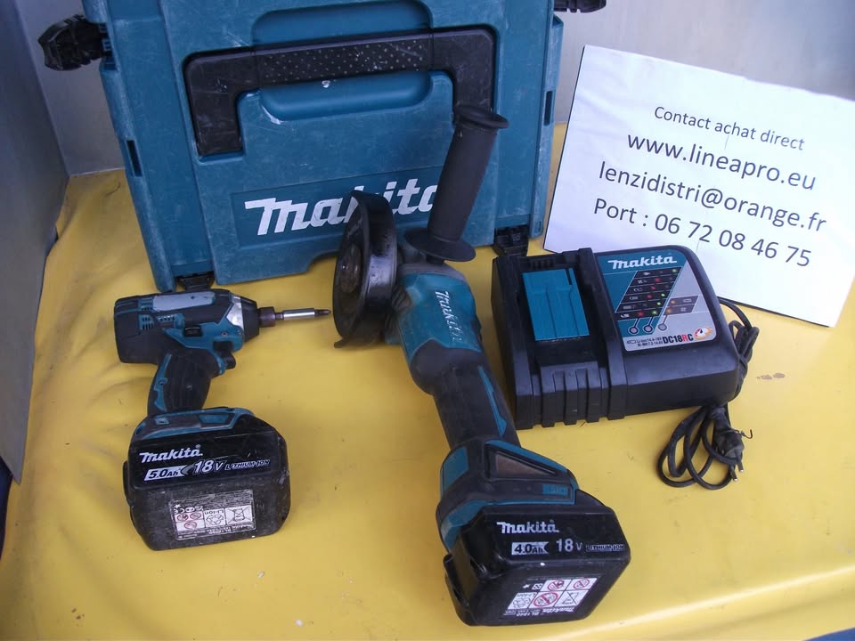 PACK MAKITA 18 V – VISSEUSE À CHOC + MEULEUSE. Port offert.