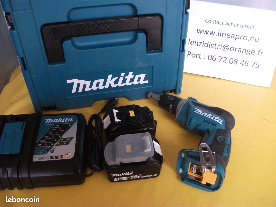 Pack Visseuse à Placo MAKITA DFS452 Brushless 18 V – 2 Batteries 5 Ah + Chargeur. Livraison offerte