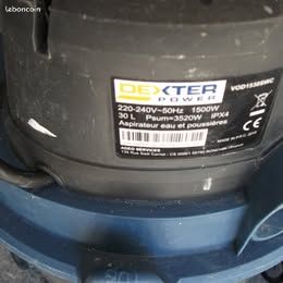 Aspirateur eau et poussières DEXTER 1500 W. Prise d'asservissement