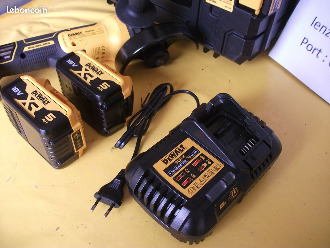 MEULEUSE D’ANGLE DEWALT DCG409 – 18 V – 2 BATTERIES 5 AH – CHARGEUR – COFFRET TSTAK
